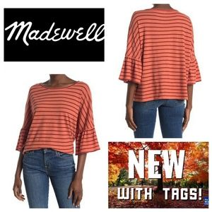 Madewell NWT Trumpet Sleeve Knit Blend Blouse